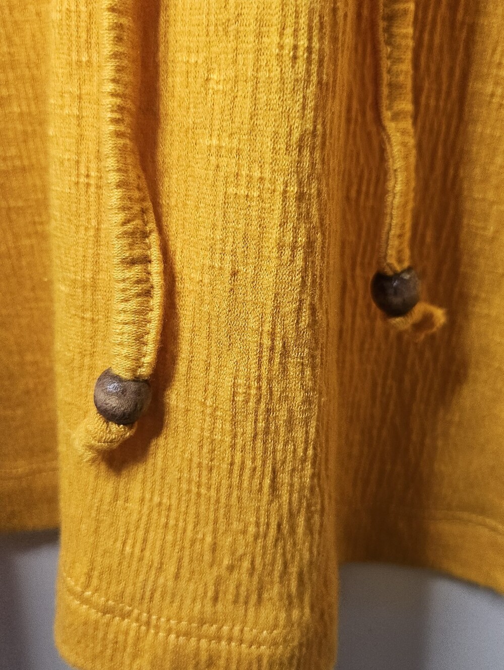 Como Black Women's Plus 2X Mustard Yellow Boho Lace Sleeve Tie Neck Tunic Top - Picture 6 of 11